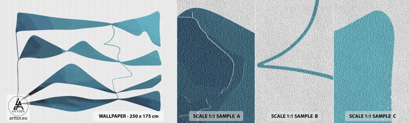 Fototapeten Muster Premium Sand - Abstraktion: türkisfarbene Verbindung - Minimalismus, Elemente, Abstraktion - 100x30 cm