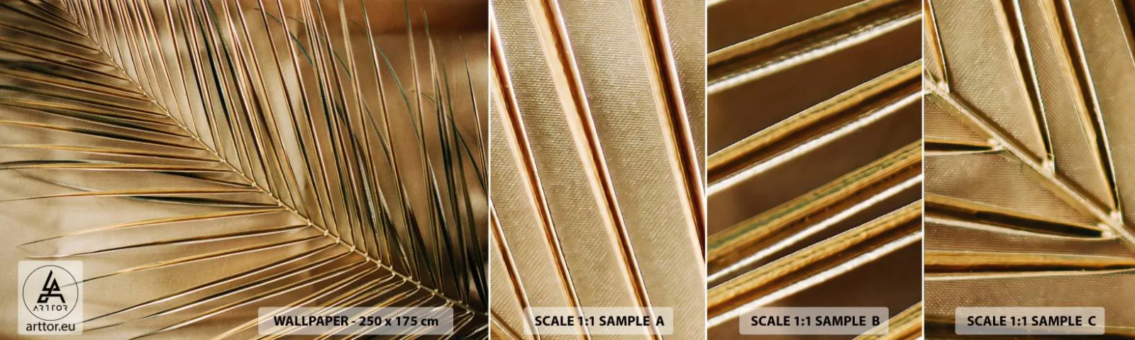 Fototapeten Muster Selbstklebend Deluxe Sticker - Natürliche Kolonnade - Palmblatt, Grafik, Tropen - 100x30 cm