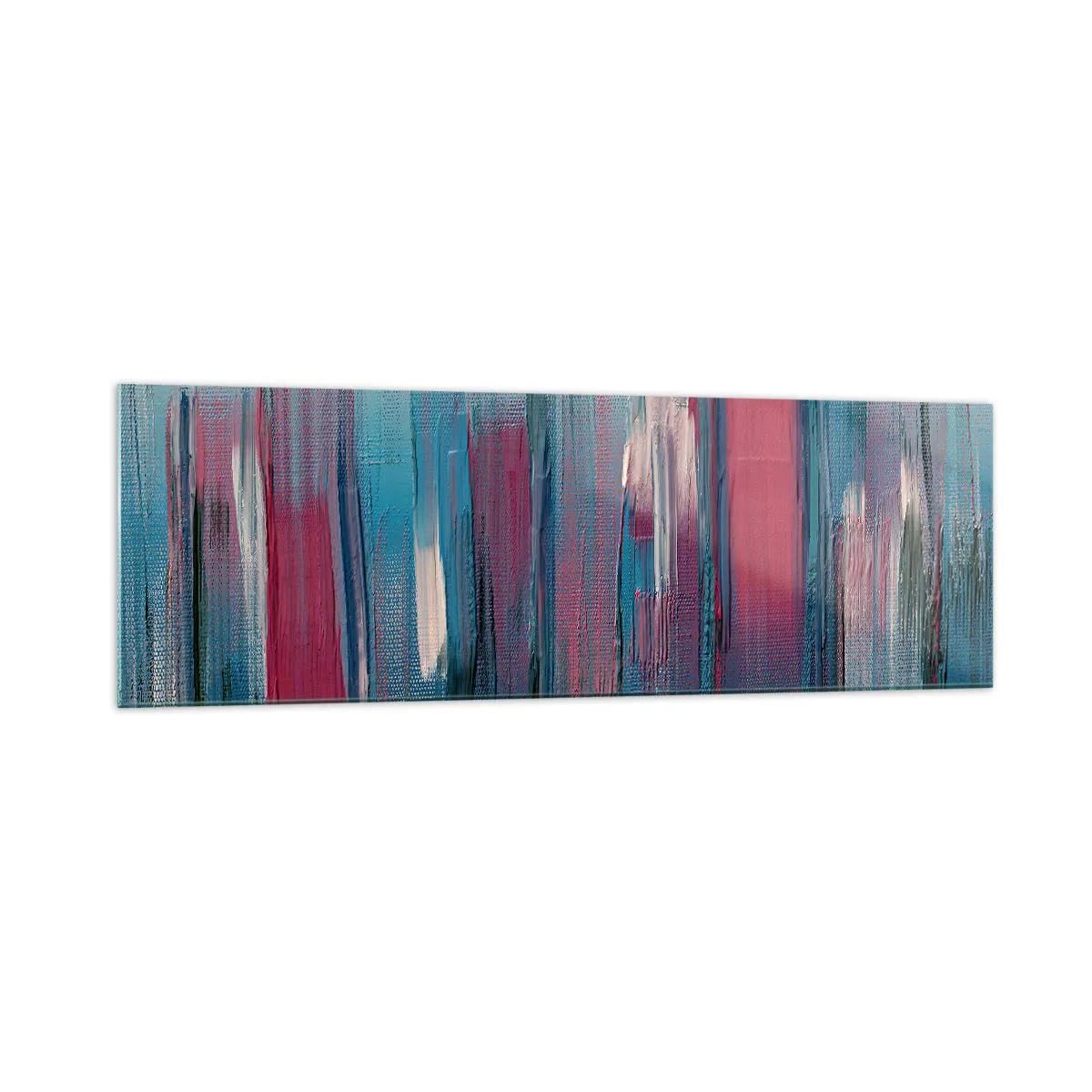 Glasbild - Bild auf glas - Abstrakte vertikale Formen in Blau- und Rottönen - 160x50cm - Vertikale Komposition in Blau und Rot - Moderne Wanddekoration für Wohnzimmer und Schlafzimmer ARTTOR