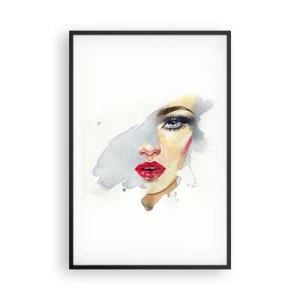 Poster in einem schwarzem Rahmen - Abspiegeln in einem Wassertropfen - 61x91 cm