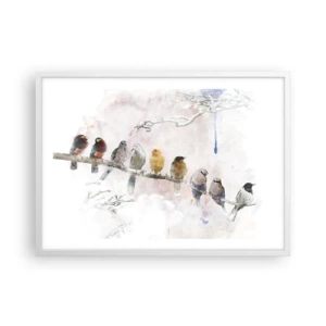Poster in einem weißen Rahmen - Geflügeltes Treffen - 70x50 cm