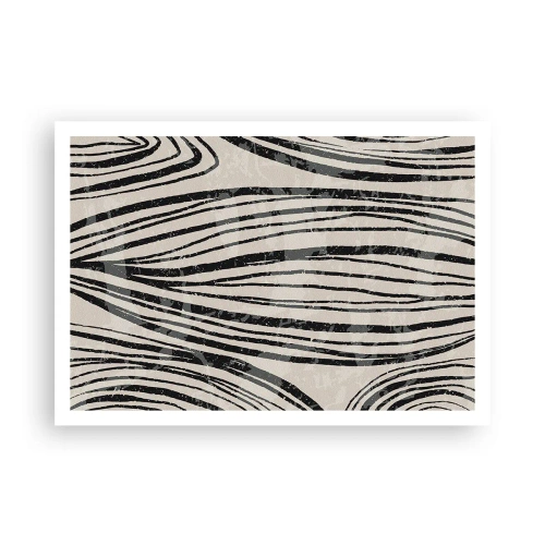 Poster - Abstrakte Wellen in Schwarz-Weiß-Tönen - 100x70cm - Linienpool - Moderne Wanddekoration für Wohnzimmer und Schlafzimmer ARTTOR