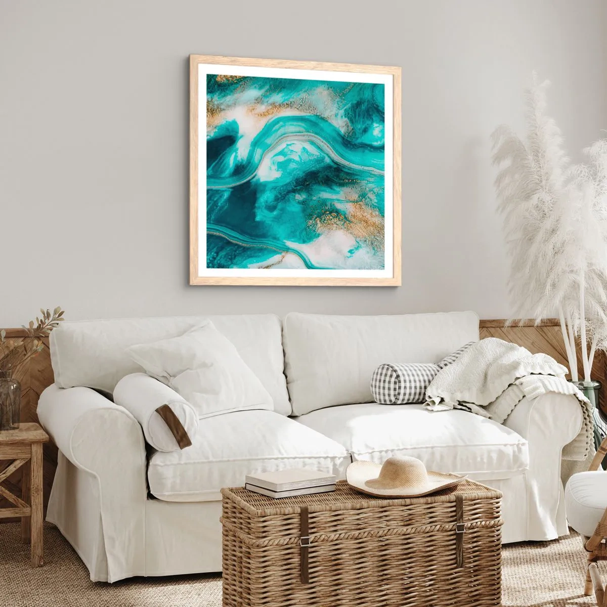 Poster in einem Rahmen aus heller Eiche - Der Fluss aus Gold - 40x40 cm