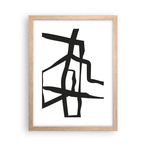 Poster in einem Rahmen aus heller Eiche - Schwarz-Weiß-Design - 30x40 cm