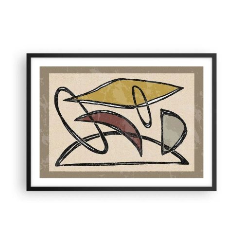 Poster in einem schwarzem Rahmen - Abstraktion mit geometrischen Formen und gedämpften Farben - 70x50cm - Vertikale und Horizontale - Moderne Wanddekoration für Wohnzimmer und Schlafzimmer ARTTOR