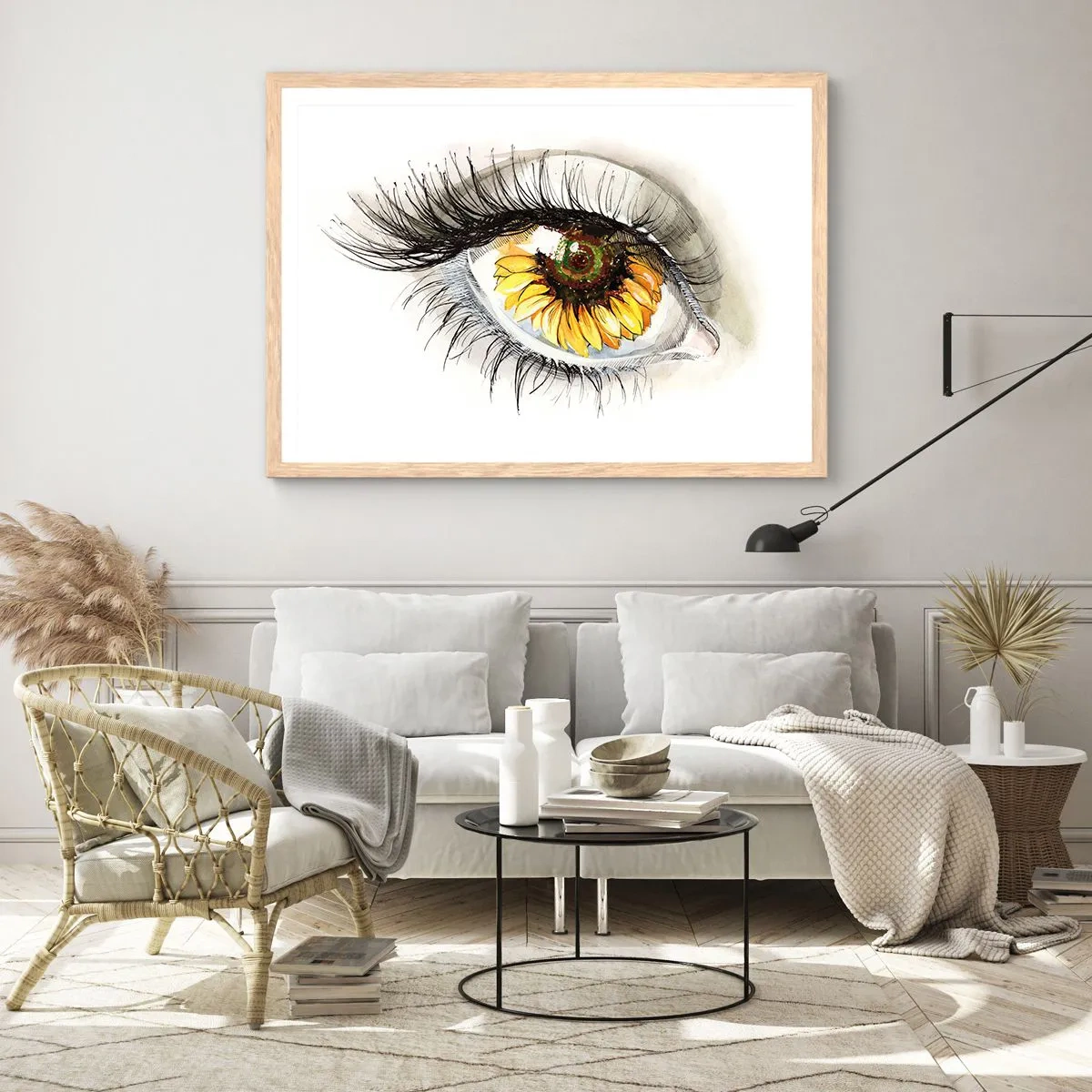 Poster in einem Rahmen aus heller Eiche - Ein Look so heiß wie der Sommer - 100x70 cm