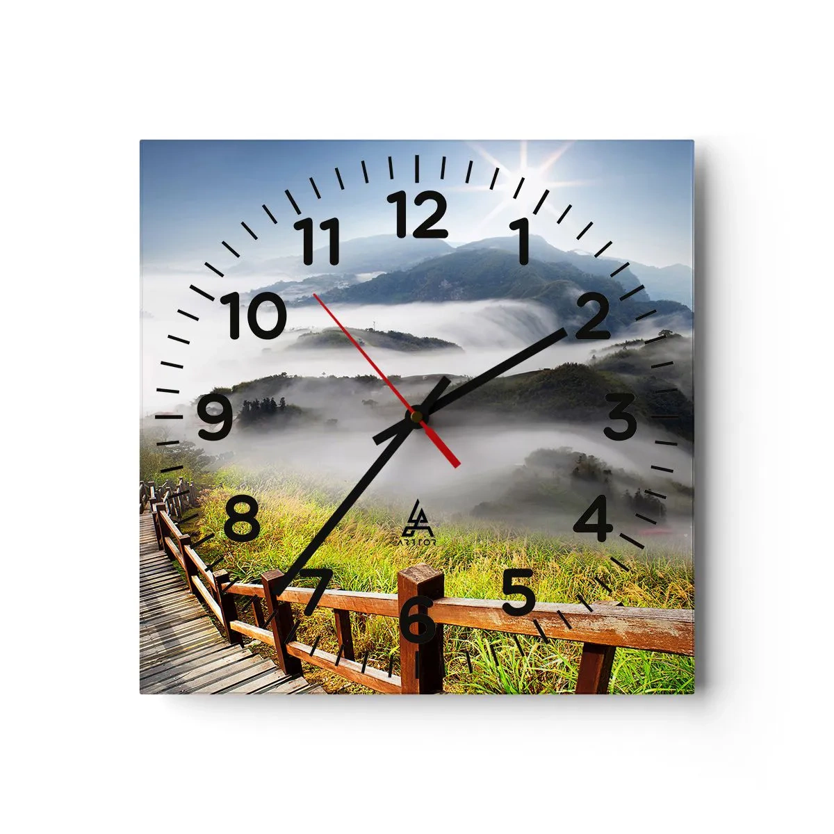 Wanduhr - Glasuhr - Gewebt aus Lichtschein und Nebel - 40x40 cm