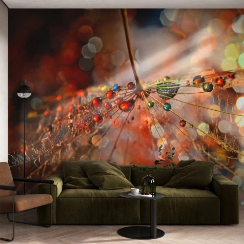 Fototapete Premium Sand - Auf einem Spinnenfaden aufgefädelt - Abstraktion, Spinnennetz, Stück - 500x350 cm