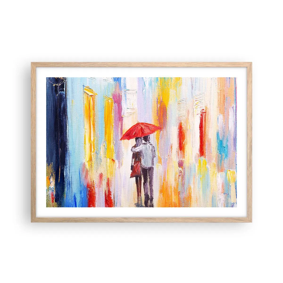Poster in einem Rahmen aus heller Eiche - Lass es weiter regnen - 70x50 cm