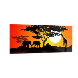 Glasbild - Bild auf glas - Treffen in der Savanne - 100x40 cm