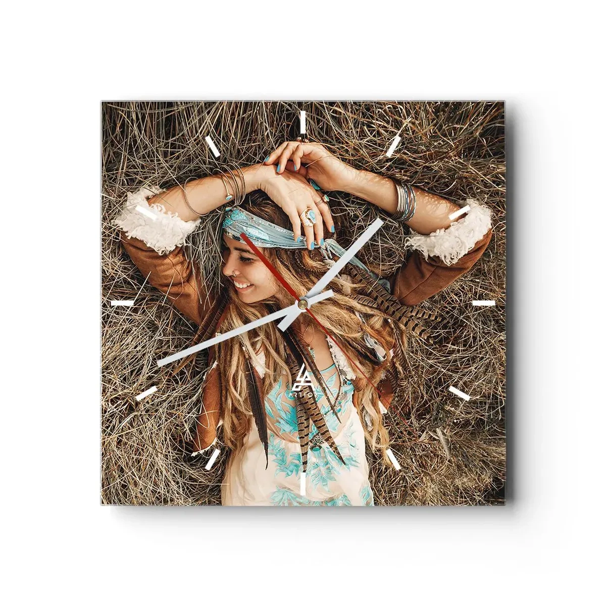 Wanduhr - Glasuhr - Auf dem Weg in den Sommer der Liebe - 40x40 cm