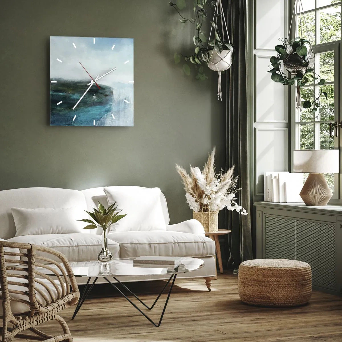 Wanduhr - Glasuhr - Nautische Abstraktion - 30x30 cm