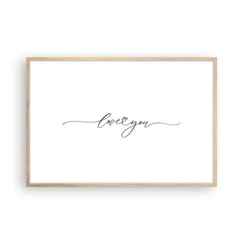 Poster in einem Rahmen aus heller Eiche - Schwarz auf weiß - 91x61 cm