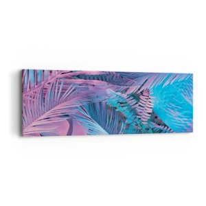 Bild auf Leinwand - Leinwandbild - Tropen in Rosa und Blau - 90x30 cm