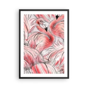 Poster in einem schwarzem Rahmen - Ein dezentes Flamingomuster in Rosatönen - 50x70cm - Bird Corps de Ballet - Moderne Wanddekoration für Wohnzimmer und Schlafzimmer ARTTOR