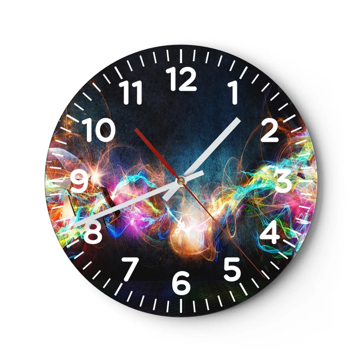 Wanduhr - Glasuhr - Freudig gegen die Dunkelheit - 40x40 cm
