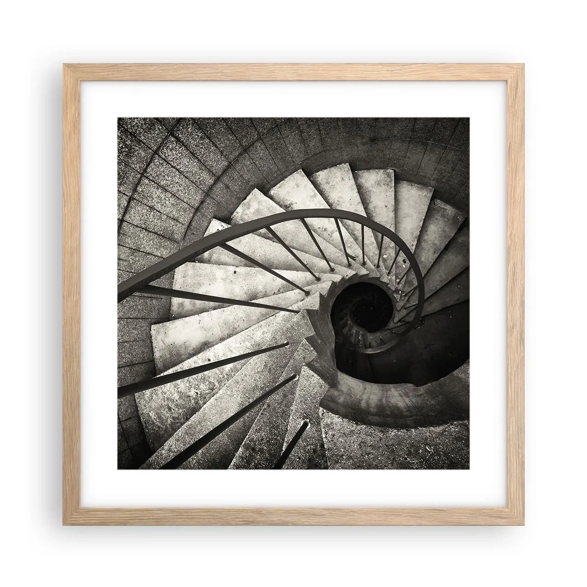 Poster in einem Rahmen aus heller Eiche - Treppe hoch, Treppe runter - 40x40 cm