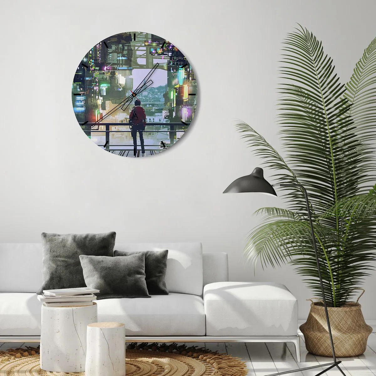 Wanduhr - Glasuhr - Zwei Welten - 40x40 cm