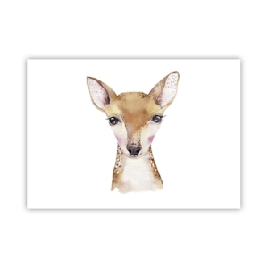 Poster - Aquarellporträt eines jungen Rehs auf weißem Hintergrund - 100x70cm - Die Natur der Unschuld - Moderne Wanddekoration für Wohnzimmer und Schlafzimmer ARTTOR