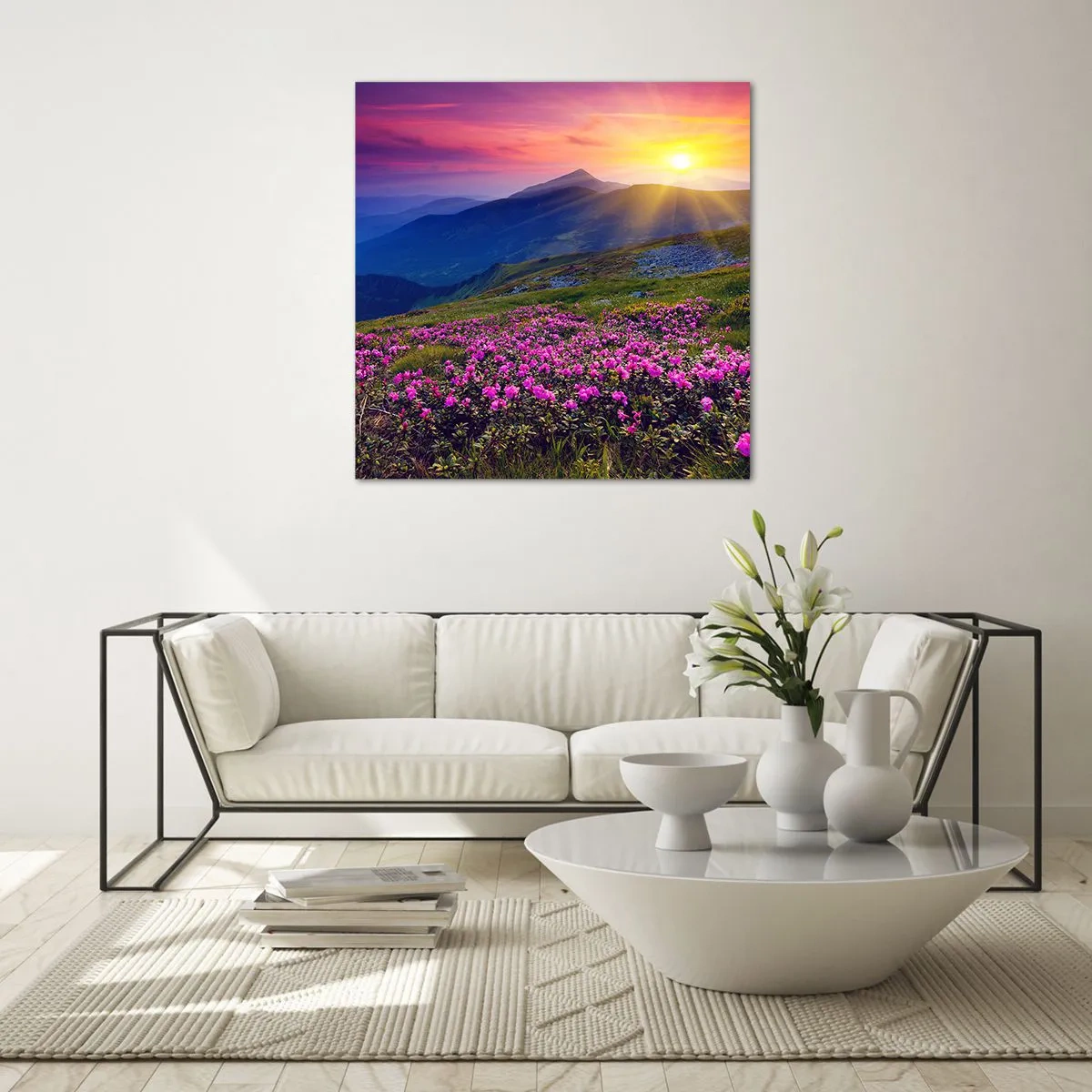 Glasbild - Bild auf glas - … Und drumherum duftet es nach Latschenkiefer und dem Duft von Kräutern - 40x40 cm