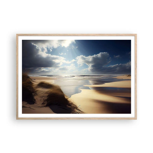 Poster in einem Rahmen aus heller Eiche - Strand, wilder Strand - 100x70 cm