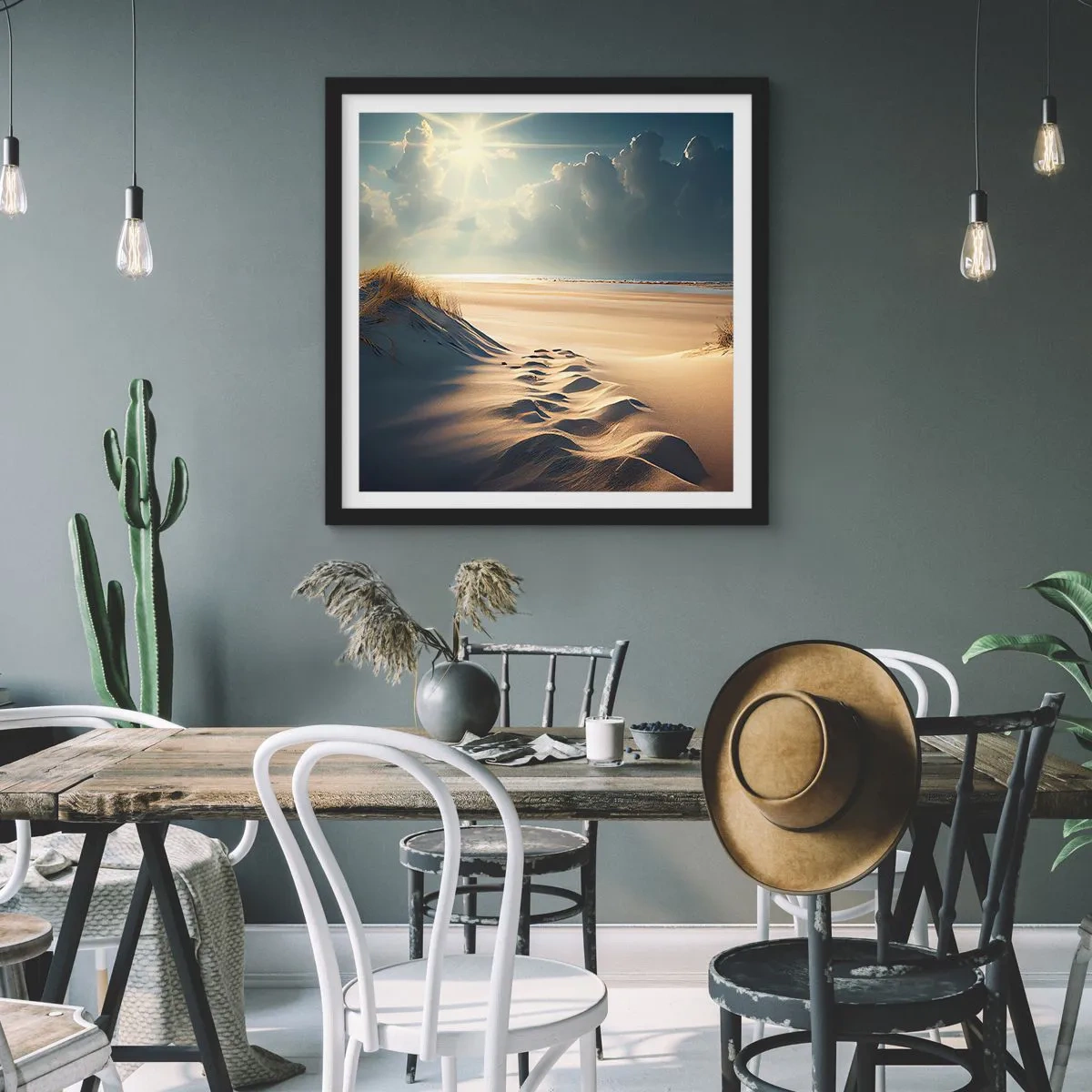 Poster in einem schwarzem Rahmen - Beruhigende Landschaft - 30x30 cm