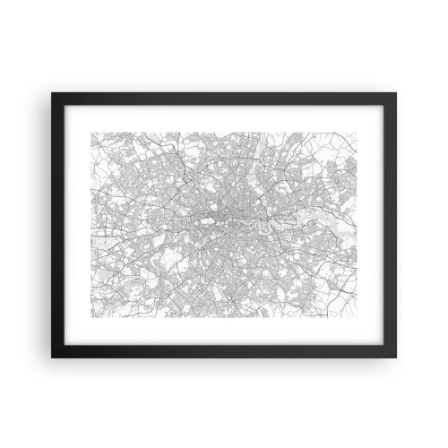 Poster in einem schwarzem Rahmen - Karte des Labyrinths von London - 40x30 cm
