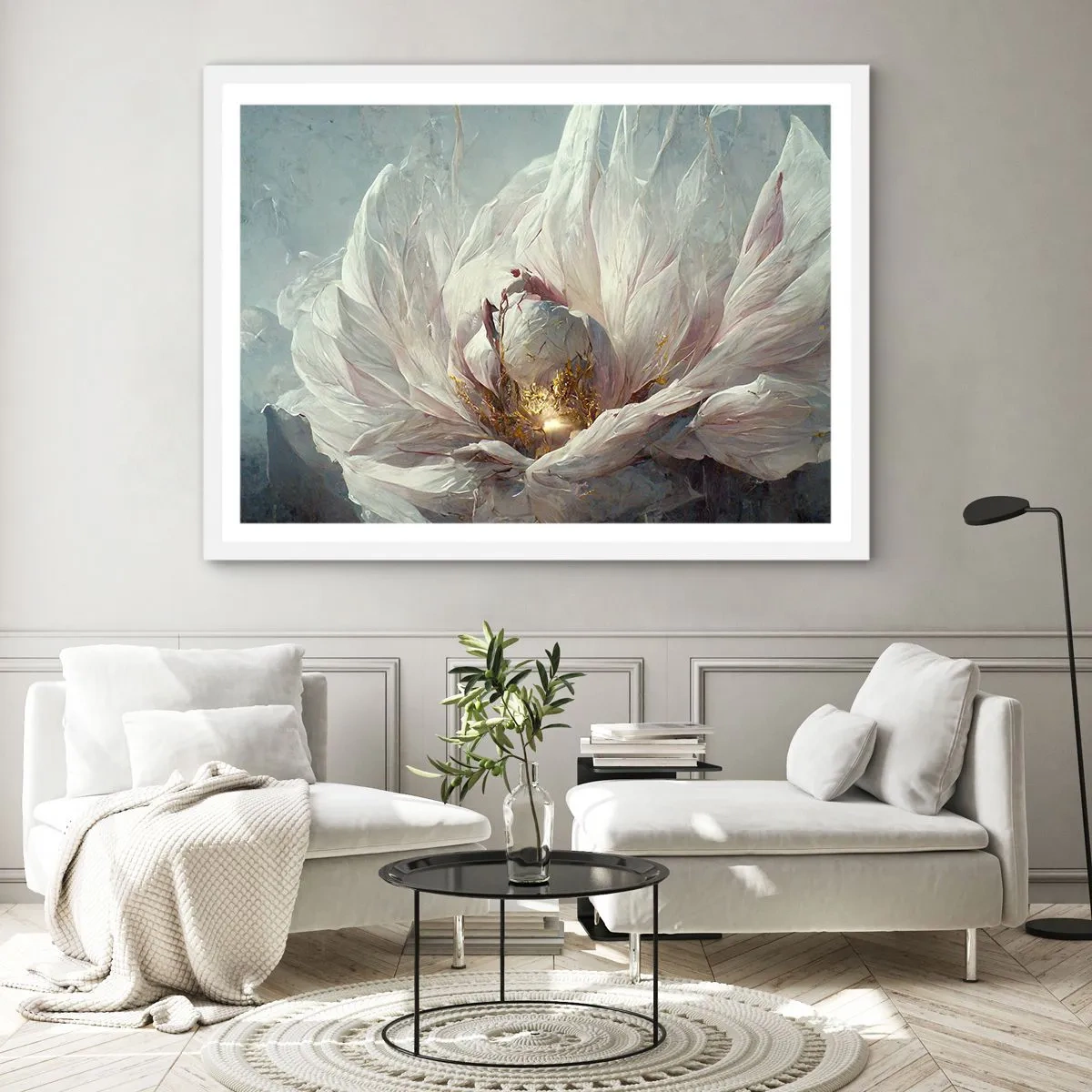 Poster in einem weißen Rahmen - Sie blüht alle hundert Jahre einmal - 91x61 cm