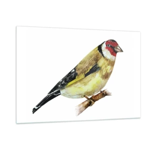 Glasbild - Bild auf glas - Aquarellvogel auf einem Ast in zarten Farben - 120x80cm - Vogelporträt - Moderne Wanddekoration für Wohnzimmer und Schlafzimmer ARTTOR