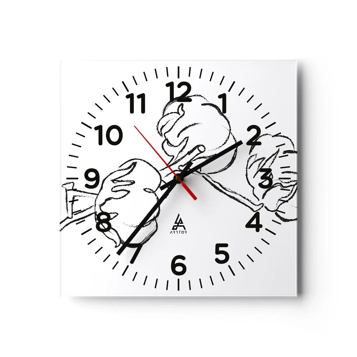 Wanduhr - Glasuhr - Baumwolldaunen - 40x40 cm