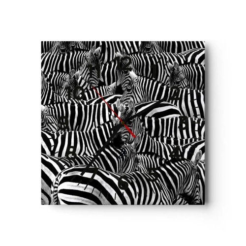 Wanduhr - Glasuhr - Gestreiftes Gruppenportrait - 40x40 cm