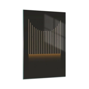 Glasbild - Bild auf glas - Geometrisches Muster mit Streifen auf dunklem Hintergrund - 70x100cm - Die Dunkelheit erkunden - Moderne Wanddekoration für Wohnzimmer und Schlafzimmer ARTTOR