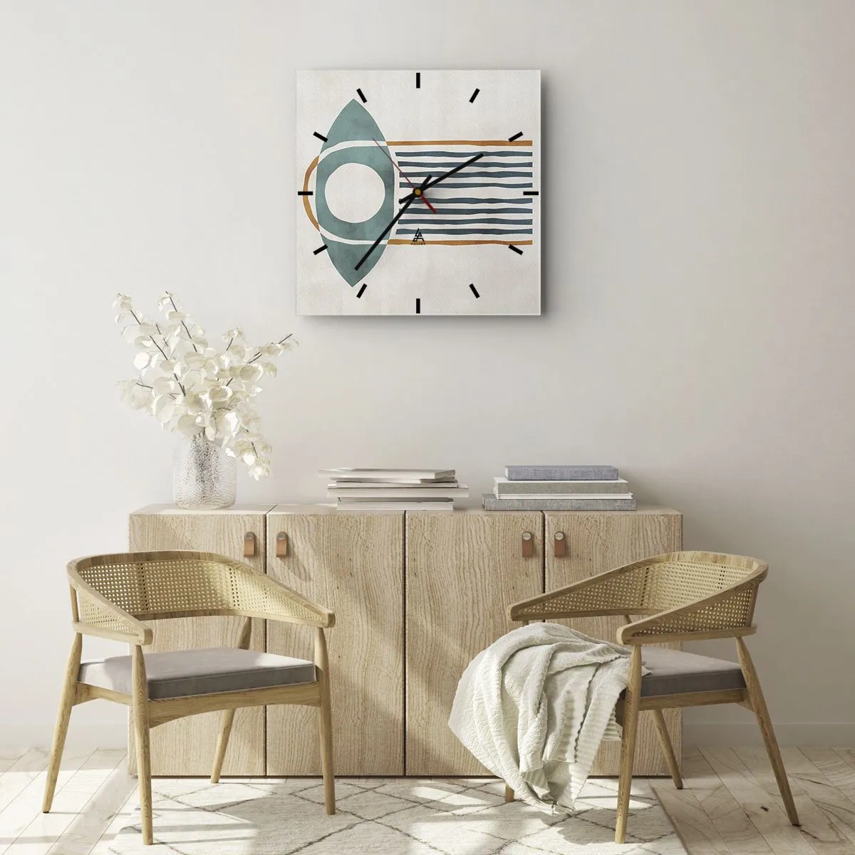 Wanduhr - Glasuhr - Zeichen und Rituale - 40x40 cm