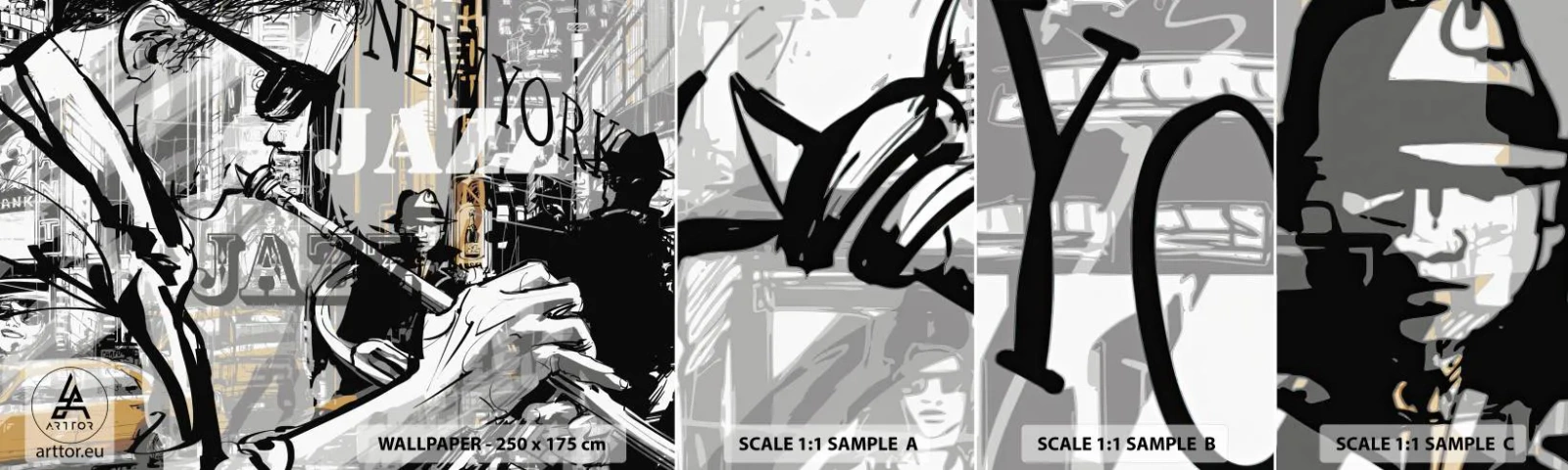 Fototapeten Muster Selbstklebend Deluxe Sticker - Im Rhythmus von New York - New York, Musik, Jazz - 100x30 cm