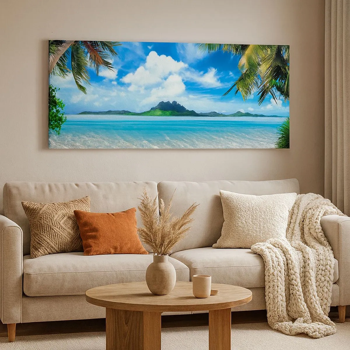 Bild auf Leinwand - Leinwandbild - Das Azurblau der Tropen - 100x40 cm