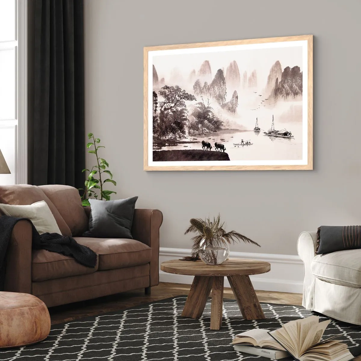 Poster in einem Rahmen aus heller Eiche - Der exotische Alltag des Ostens - 40x30 cm