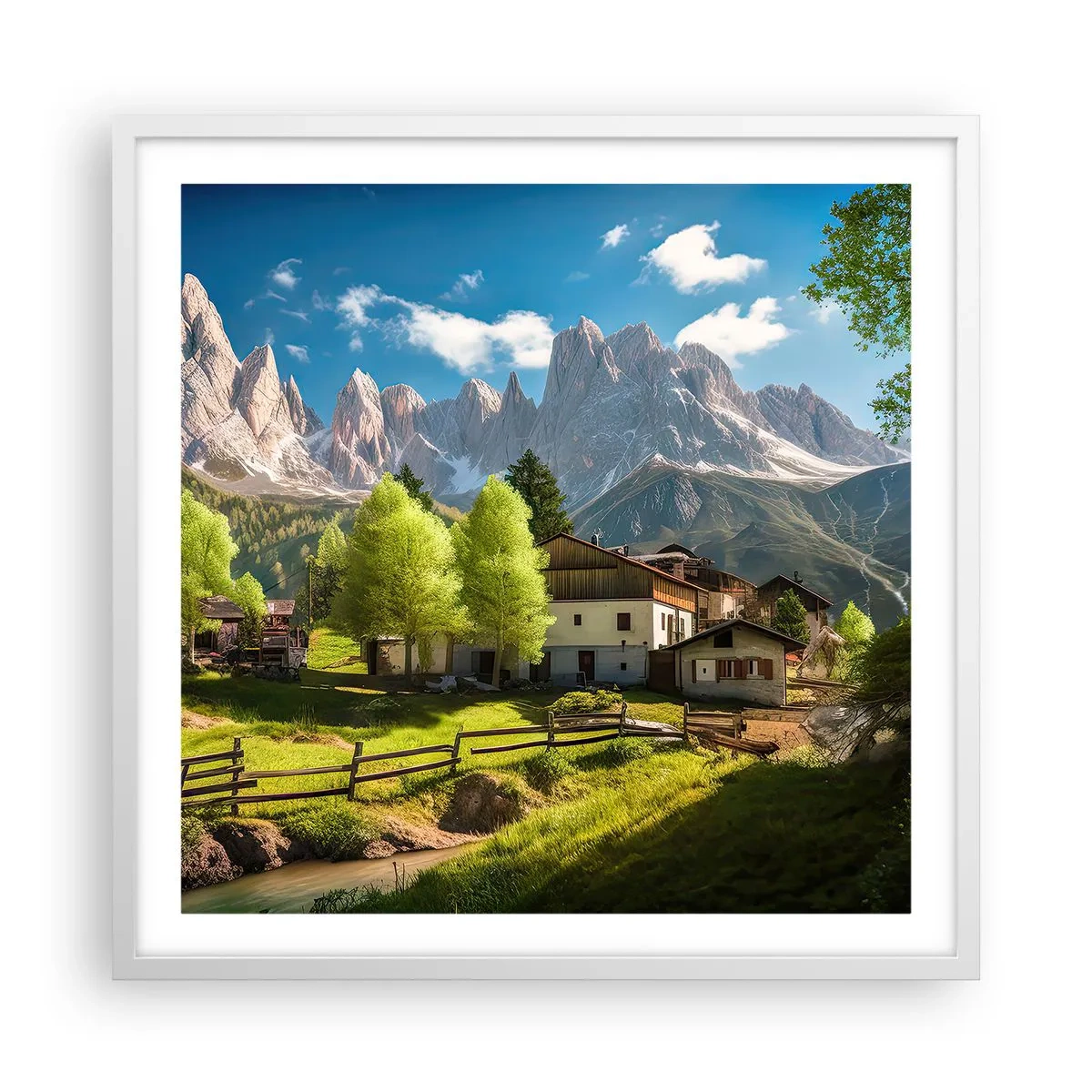 Poster in einem weißen Rahmen - Alpenidylle - 60x60 cm