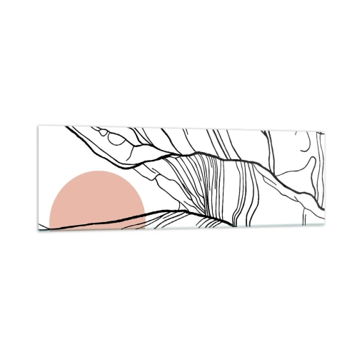 Glasbild - Bild auf glas - Minimalistische Linien mit geometrischem Akzent - 160x50cm - In einem Netz aus Zweigen - Moderne Wanddekoration für Wohnzimmer und Schlafzimmer ARTTOR