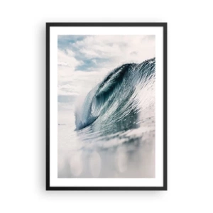 Poster in einem schwarzem Rahmen - Eine kraftvolle Meereswelle, in Bewegung eingefangen - 50x70cm - Wasserspitze - Moderne Wanddekoration für Wohnzimmer und Schlafzimmer ARTTOR
