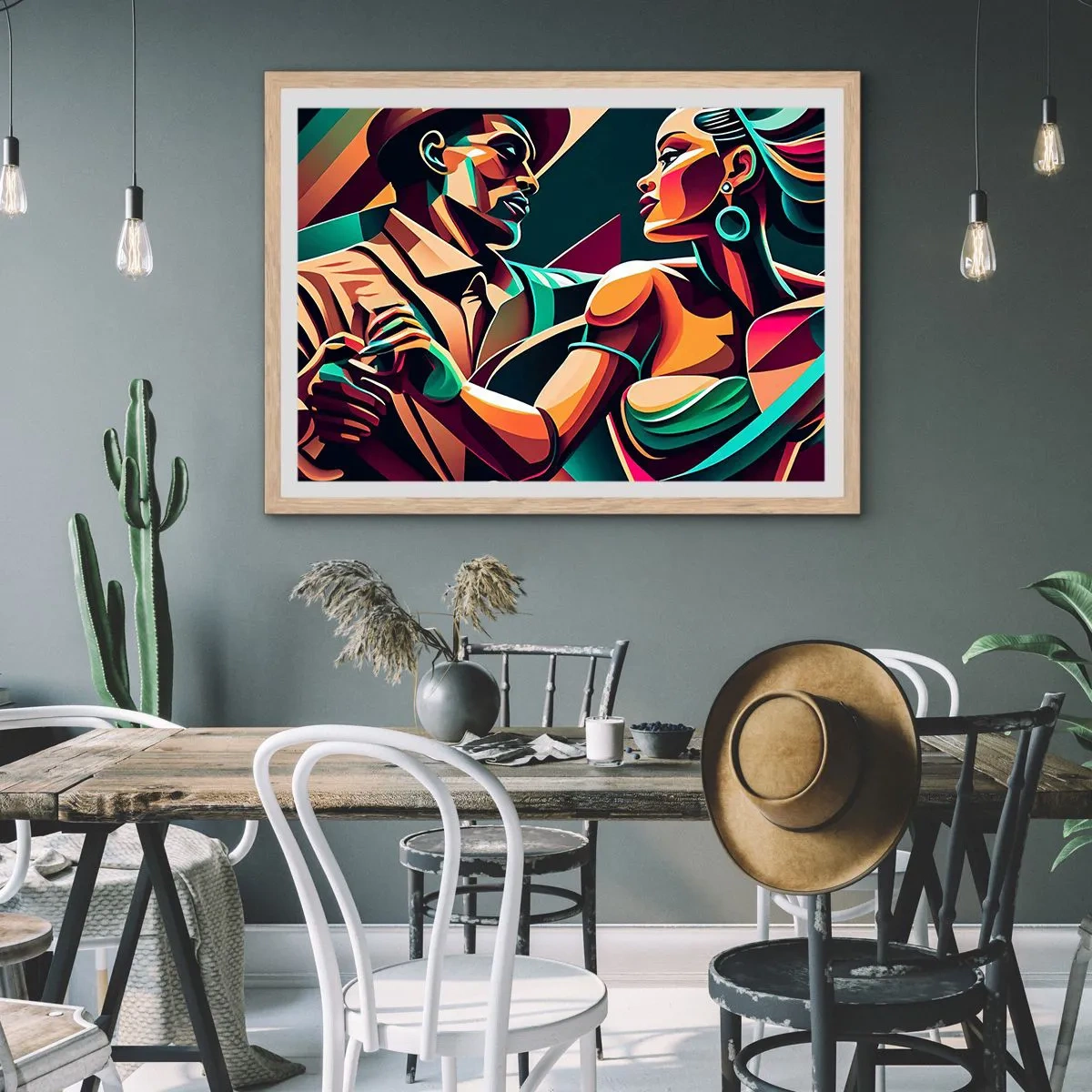 Poster in einem Rahmen aus heller Eiche - Im Rhythmus des Herzens - 100x70 cm