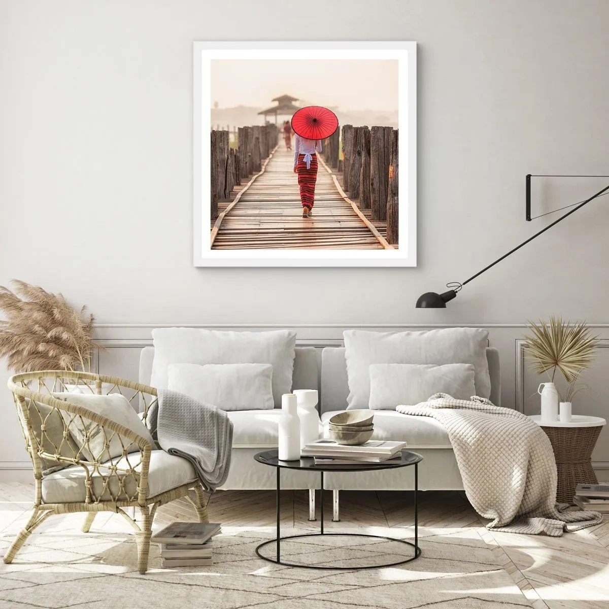 Poster in einem weißen Rahmen - Auf der alten Brücke - 50x50 cm