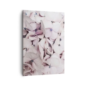 Bild auf Leinwand - Leinwandbild - Zarte weiße Hortensien in Pastelltönen - 50x70cm - In einer Blumenflut - Moderne Wanddekoration für Wohnzimmer und Schlafzimmer ARTTOR