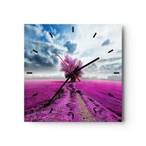 Wanduhr - Glasuhr - Heide - Wildnis - 40x40 cm