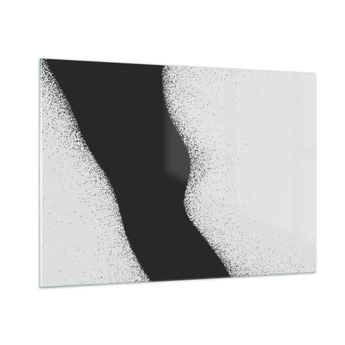 Glasbild - Bild auf glas - Minimalistische Schwarz-Weiß-Abstraktion mit einem Punktverlauf - 100x70cm - Flüssiges Gleichgewicht - Moderne Wanddekoration für Wohnzimmer und Schlafzimmer ARTTOR