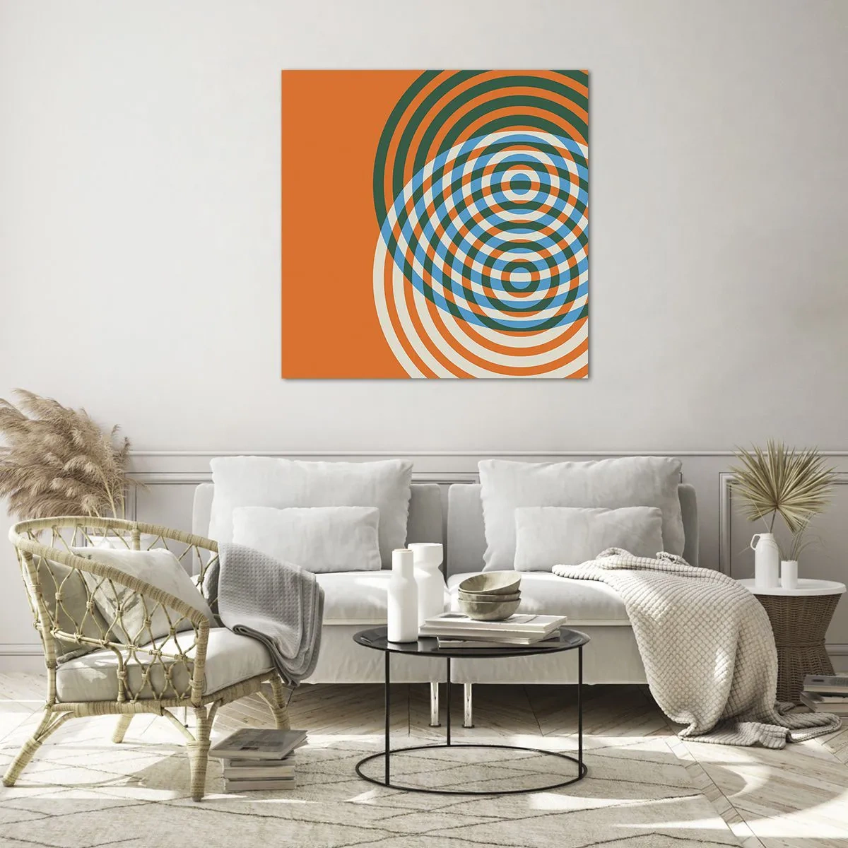 Glasbild - Bild auf glas - Abstrakte kreisförmige Variation - 60x60 cm