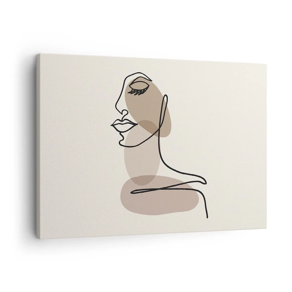 Bild auf Leinwand - Leinwandbild - Ein weibliches Profil im minimalistischen Line-Art-Stil - 70x50cm - Eine gewisse Linie der Schönheit - Moderne Wanddekoration für Wohnzimmer und Schlafzimmer ARTTOR