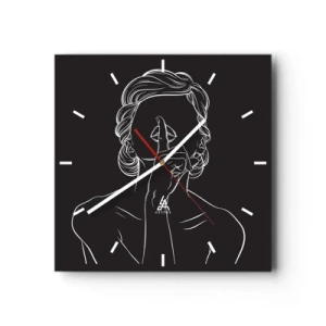 Wanduhr - Glasuhr - Minimalistische Silhouette einer Frau auf schwarzem Hintergrund - 30x30cm - Schönheit erblüht in der Stille - Moderne Wanddekoration für Wohnzimmer und Schlafzimmer ARTTOR