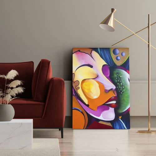 Bild auf Leinwand - Leinwandbild - Mit Farbe berühren - 45x80 cm