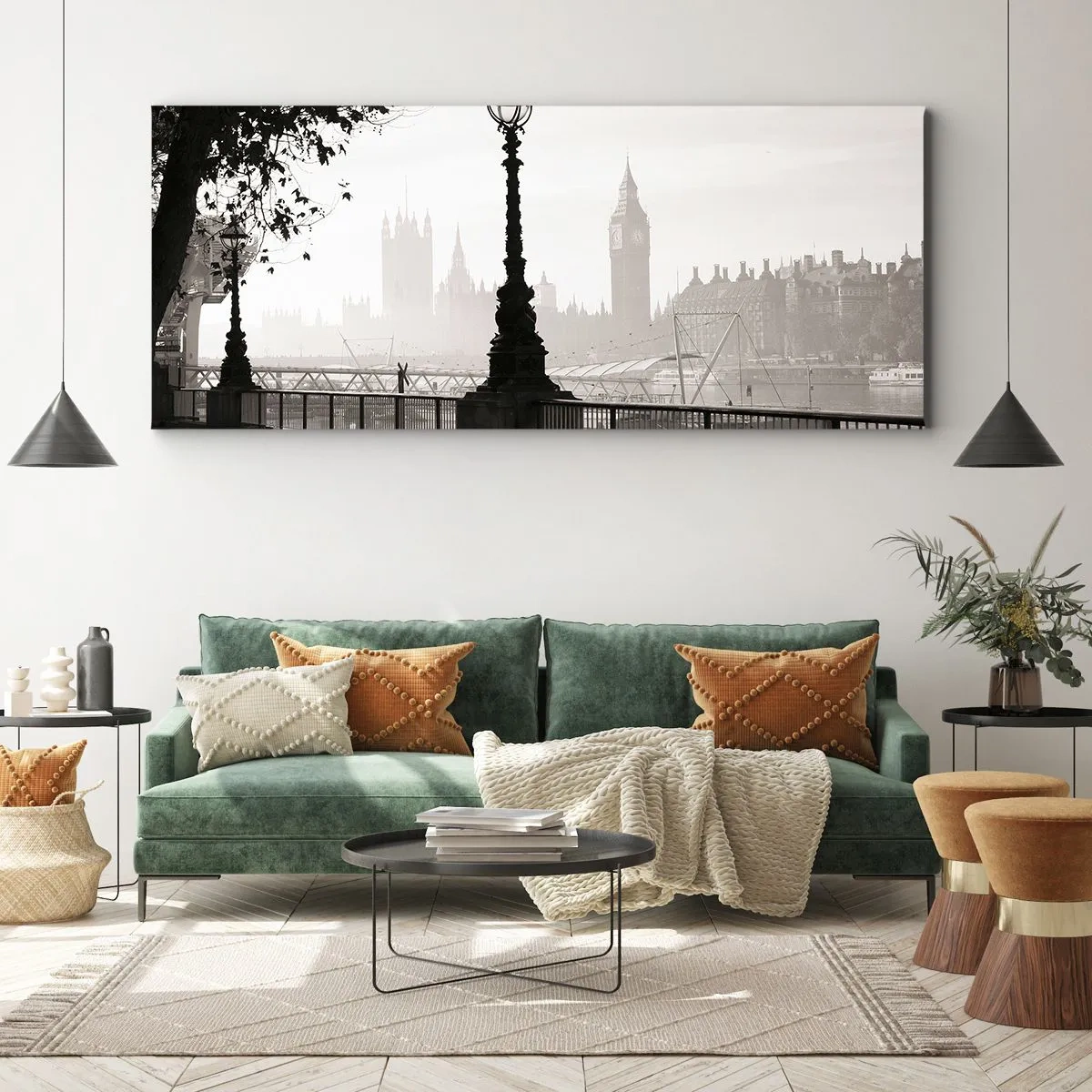 Bild auf Leinwand - Leinwandbild - Londoner Morgen - 90x30 cm