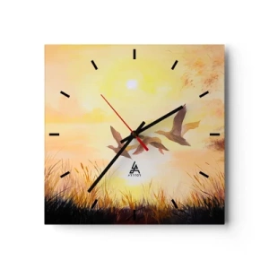 Wanduhr - Glasuhr - Der Beginn einer langen Reise - 40x40 cm
